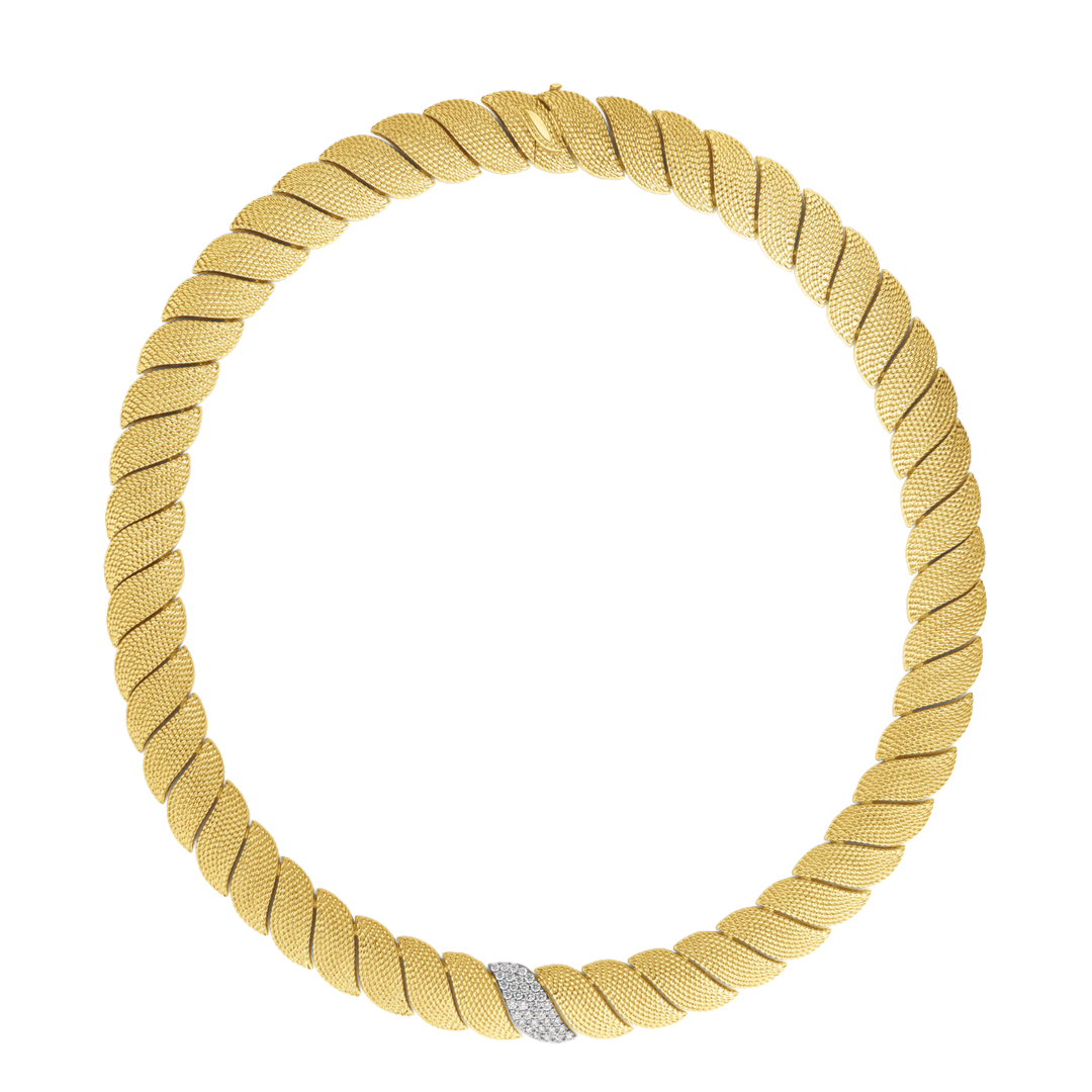 San Marco Textured Collar Necklace with Diamond Link