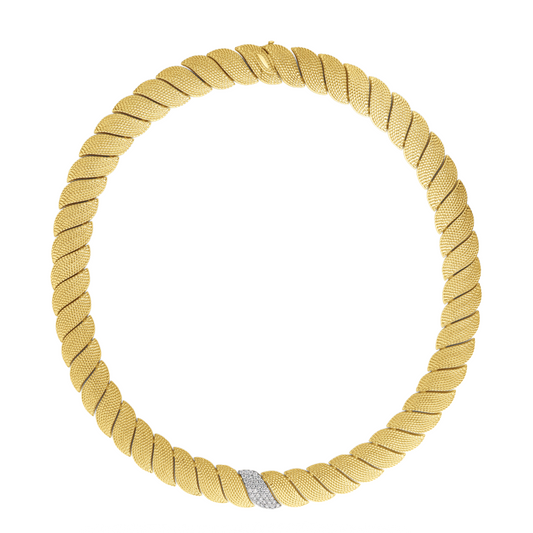 San Marco Textured Collar Necklace with Diamond Link