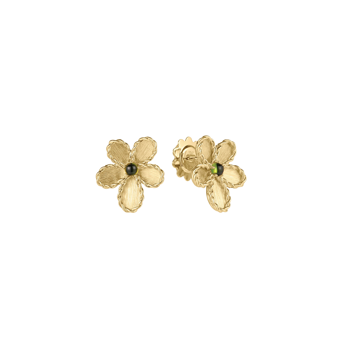 Jasmine Flower Earrings with Green Tourmaline