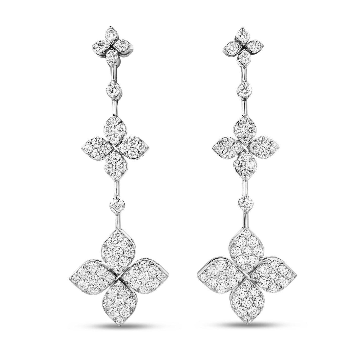 Love in Verona Triple Flower Diamond Dangle Earrings