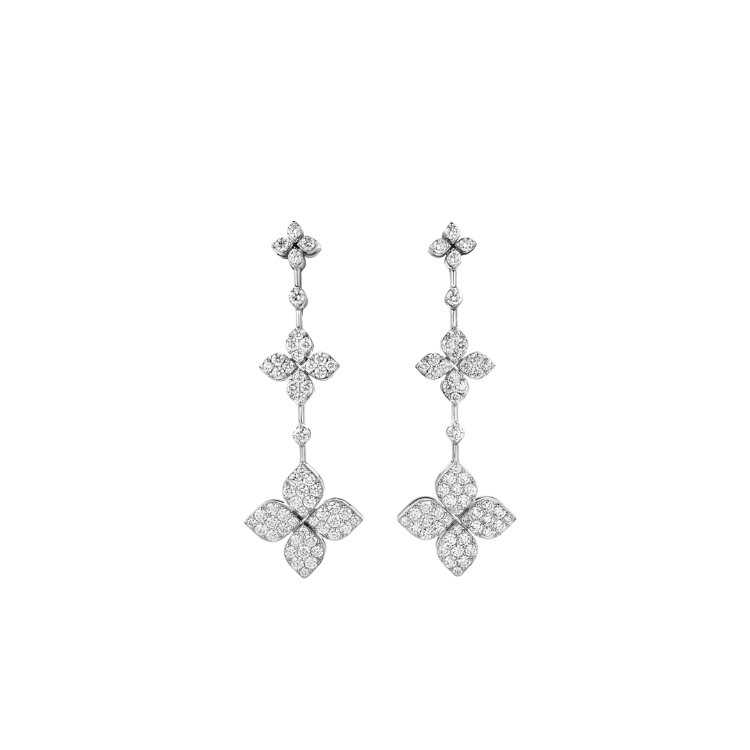 Love in Verona Triple Flower Diamond Dangle Earrings