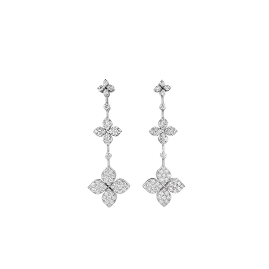 Love in Verona Triple Flower Diamond Dangle Earrings
