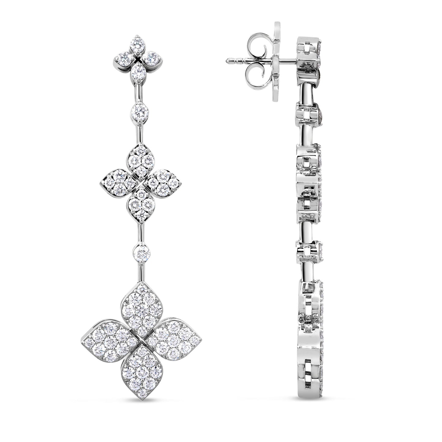 Love in Verona Triple Flower Diamond Dangle Earrings