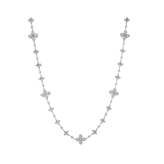Love in Verona Alternating Diamond Alternating Diamond and Flower Necklace