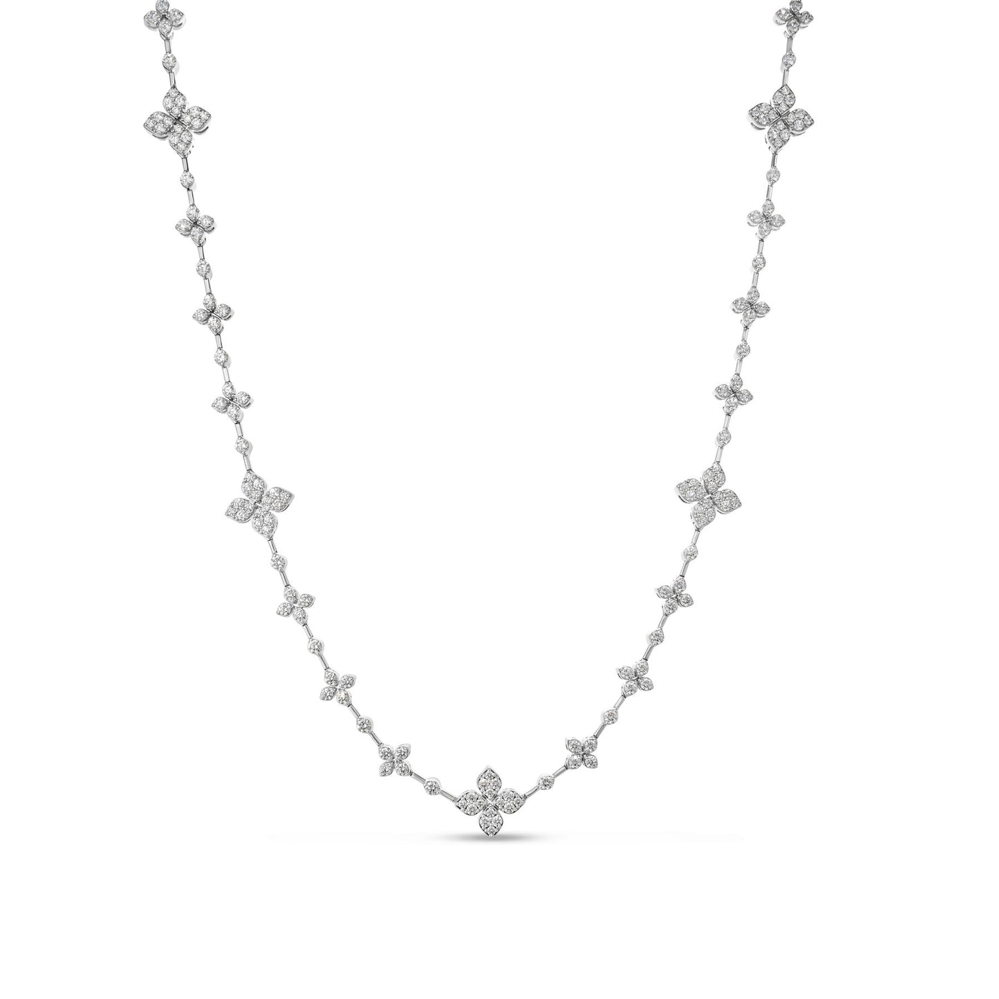 Love in Verona Alternating Diamond Alternating Diamond and Flower Necklace