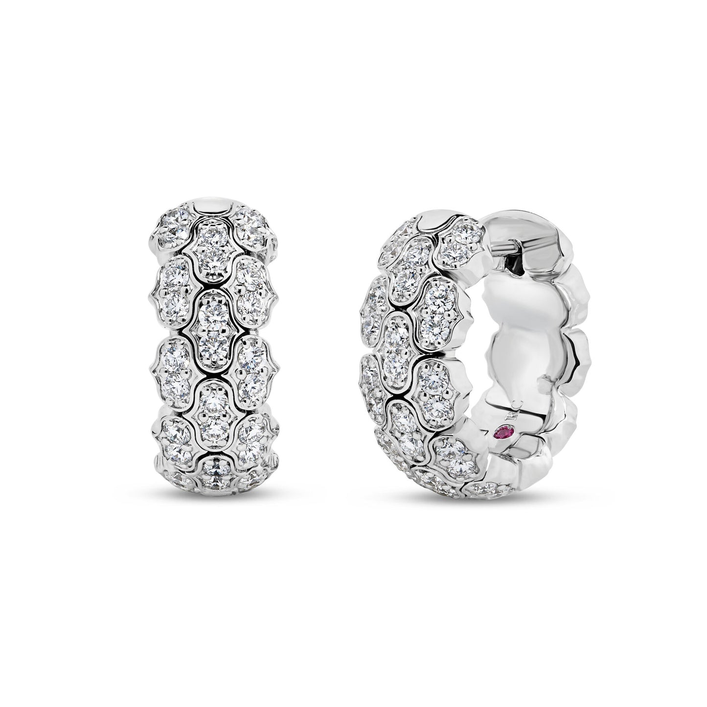 Cobra Narrow Pave Diamond Hoop Earrings