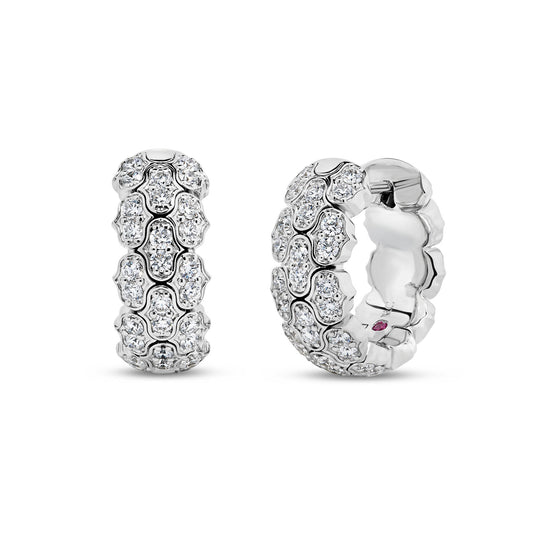 Cobra Narrow Pave Diamond Hoop Earrings