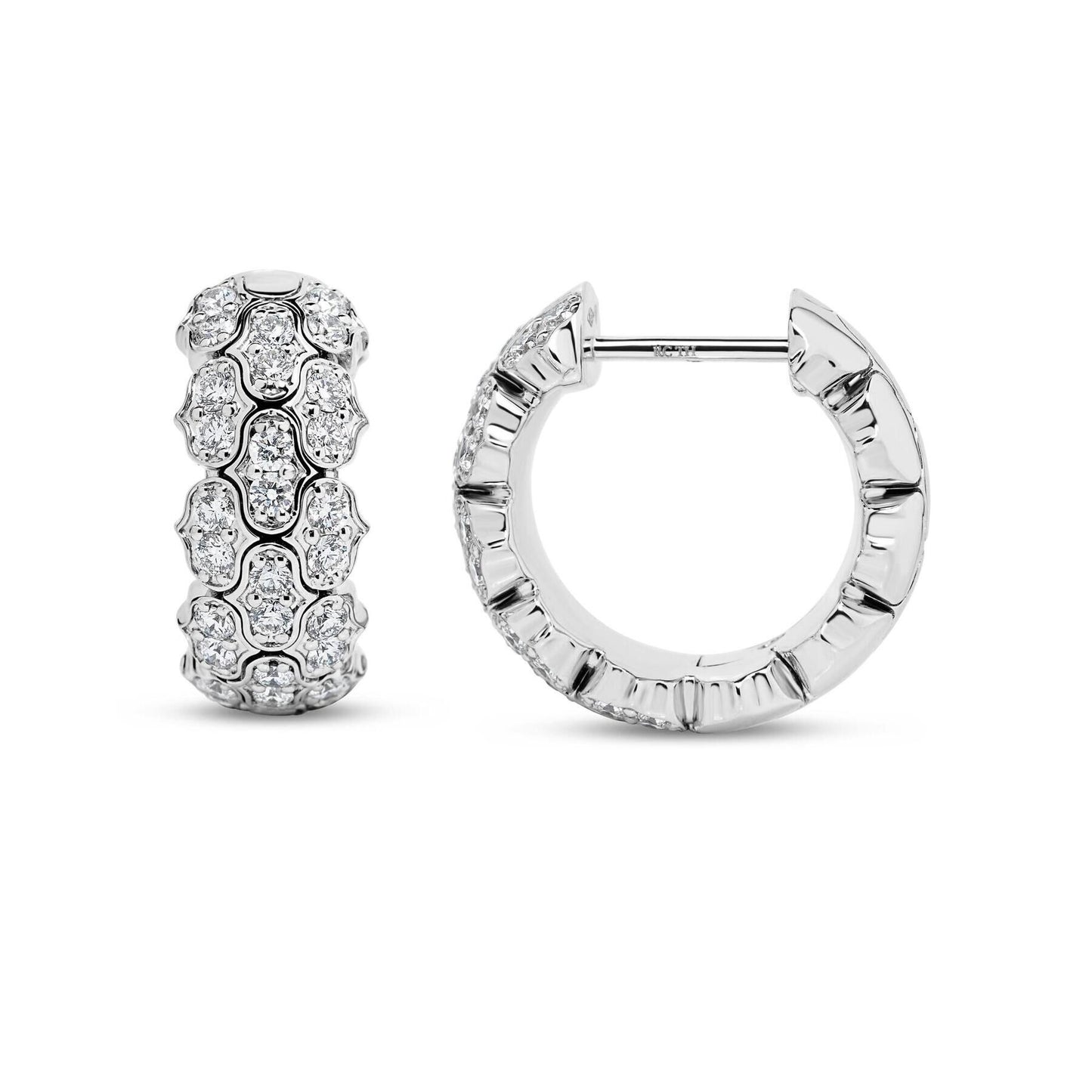 Cobra Narrow Pave Diamond Hoop Earrings