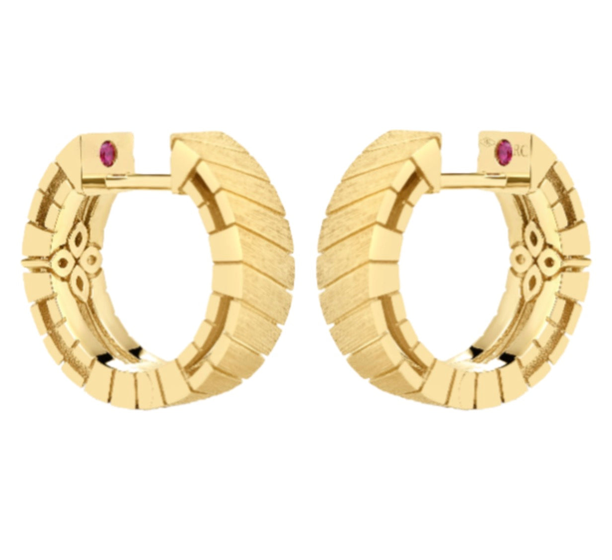 Love In Verona Ridged And Satin Finish Diamond Hoop Eearrings