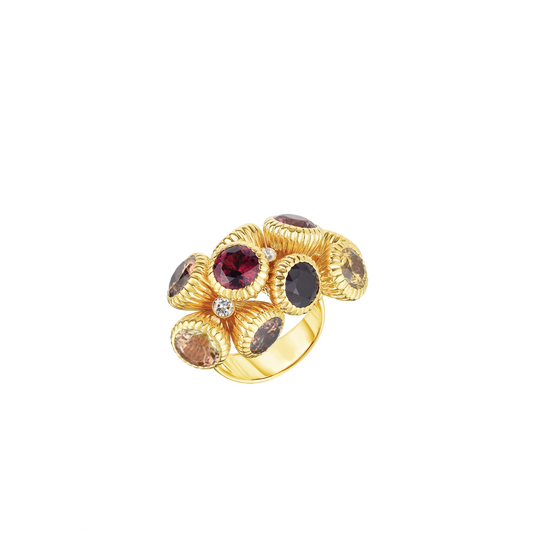 Articulated Ring with Tourmaline, Spinel and Zircon