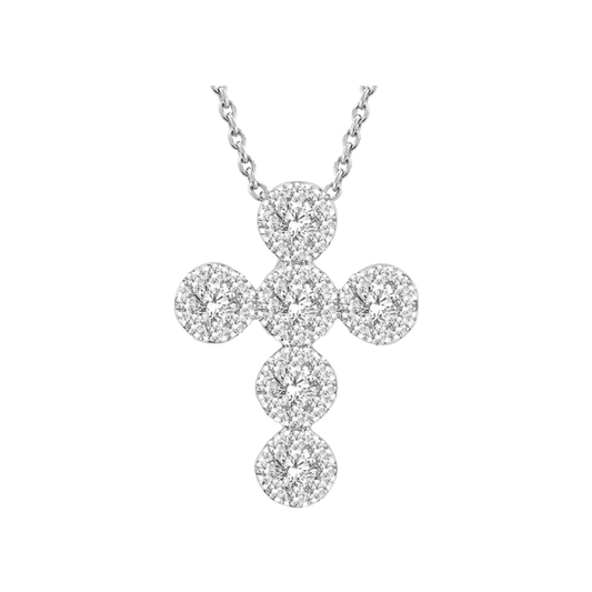 Diamond Cross With 6 Round Diamond Clusters