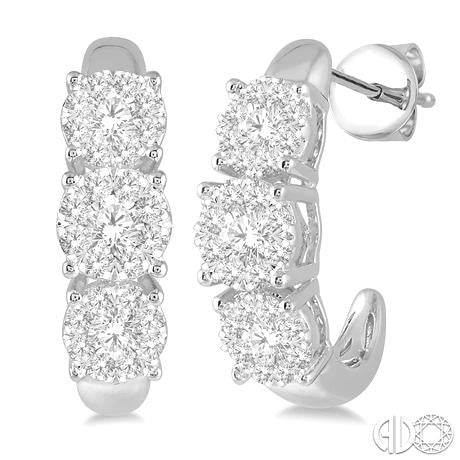 14k White Gold Diamond J-Hoops