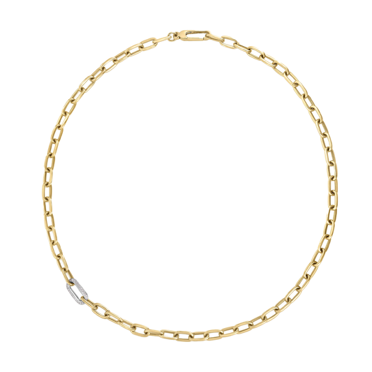 Paperclip Chain Necklace with Pave Diamond Link