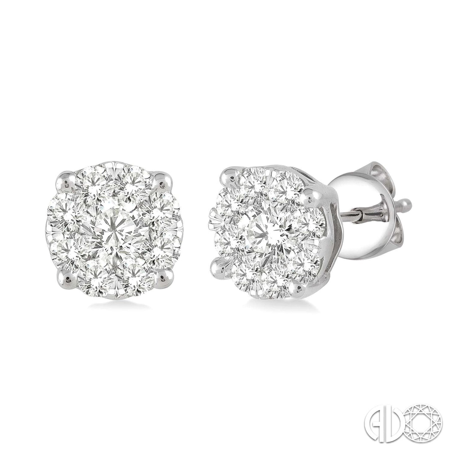 Round Diamond Cluster Studs