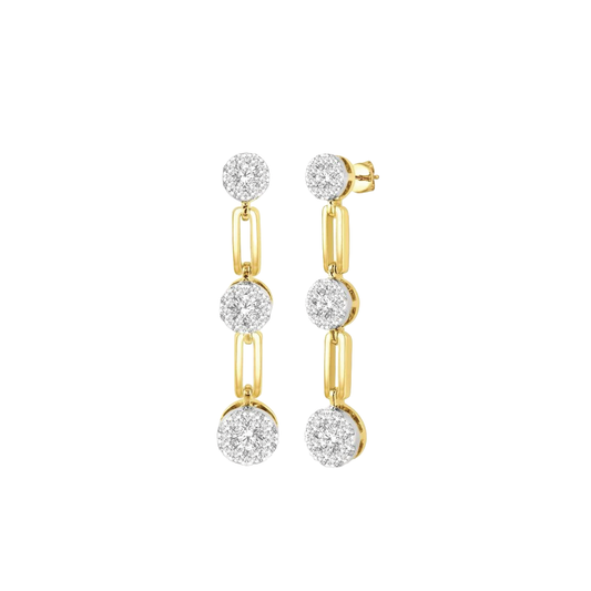 Diamond and Paperclip Link Drop Earrings