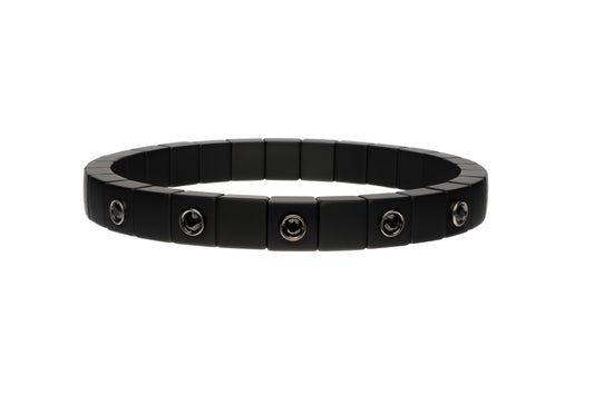 Scacco Black Ceramic Mens Bracelet with Black Diamonds