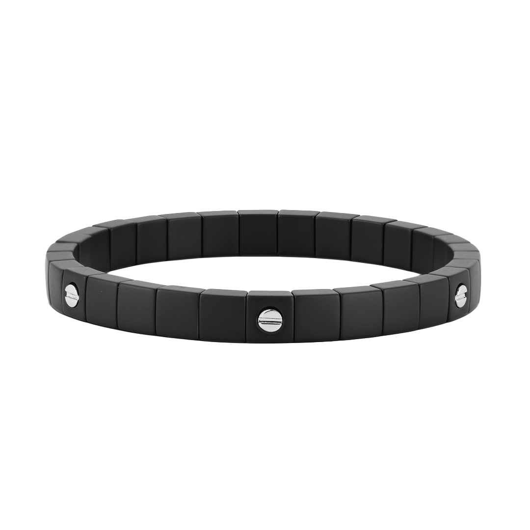 Men's Scacco Stretch Bracelet with White Gold Screws