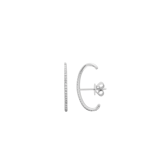 Diamond Suspender Cuff Single Stud Earring in White Gold