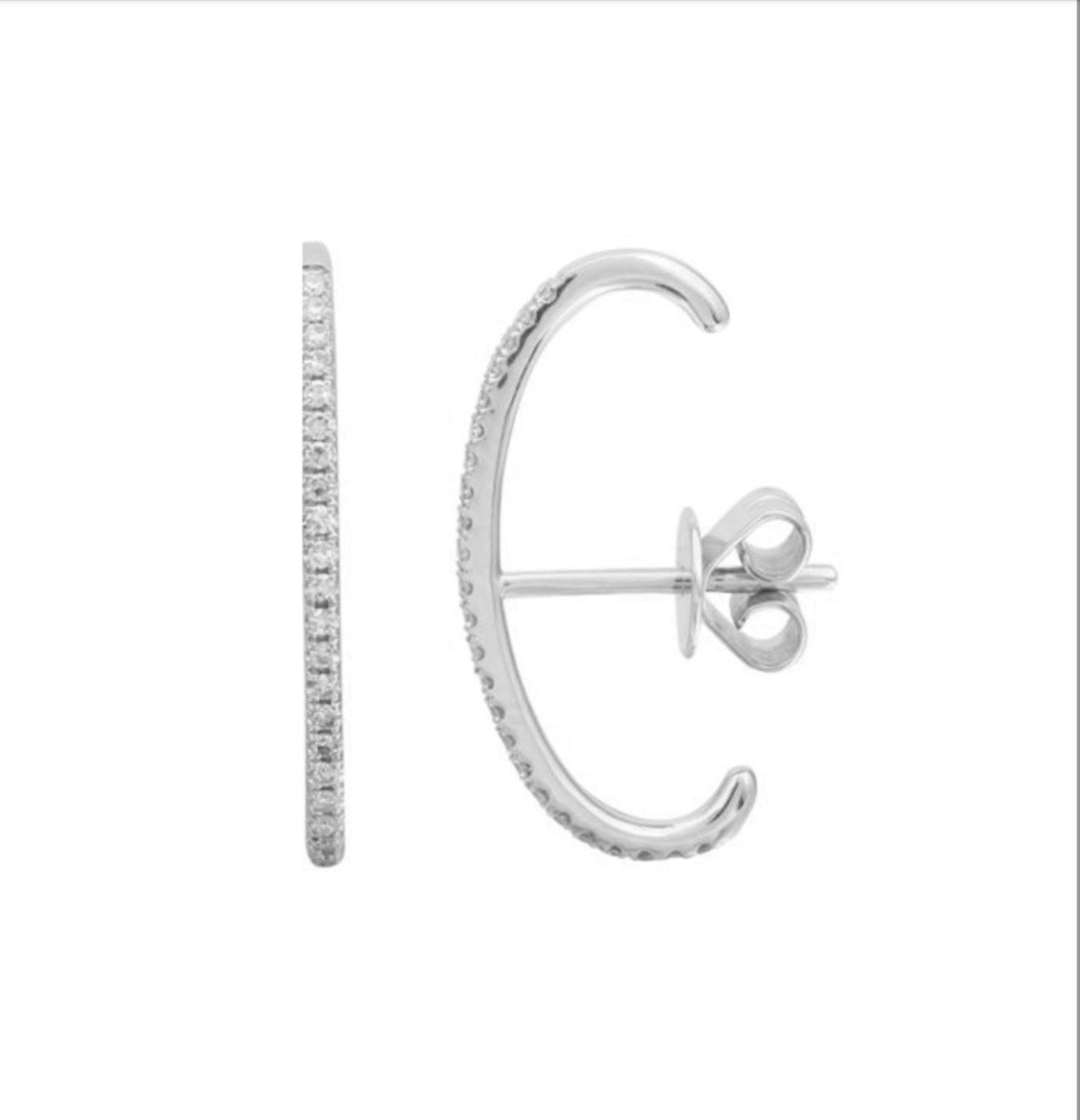 Diamond Suspender Cuff Stud Earring in 14K Yellow Gold