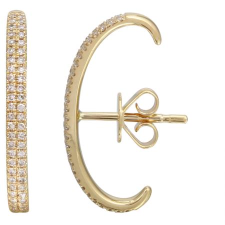 Diamond Suspender Cuff Stud Earring in 14K Yellow Gold