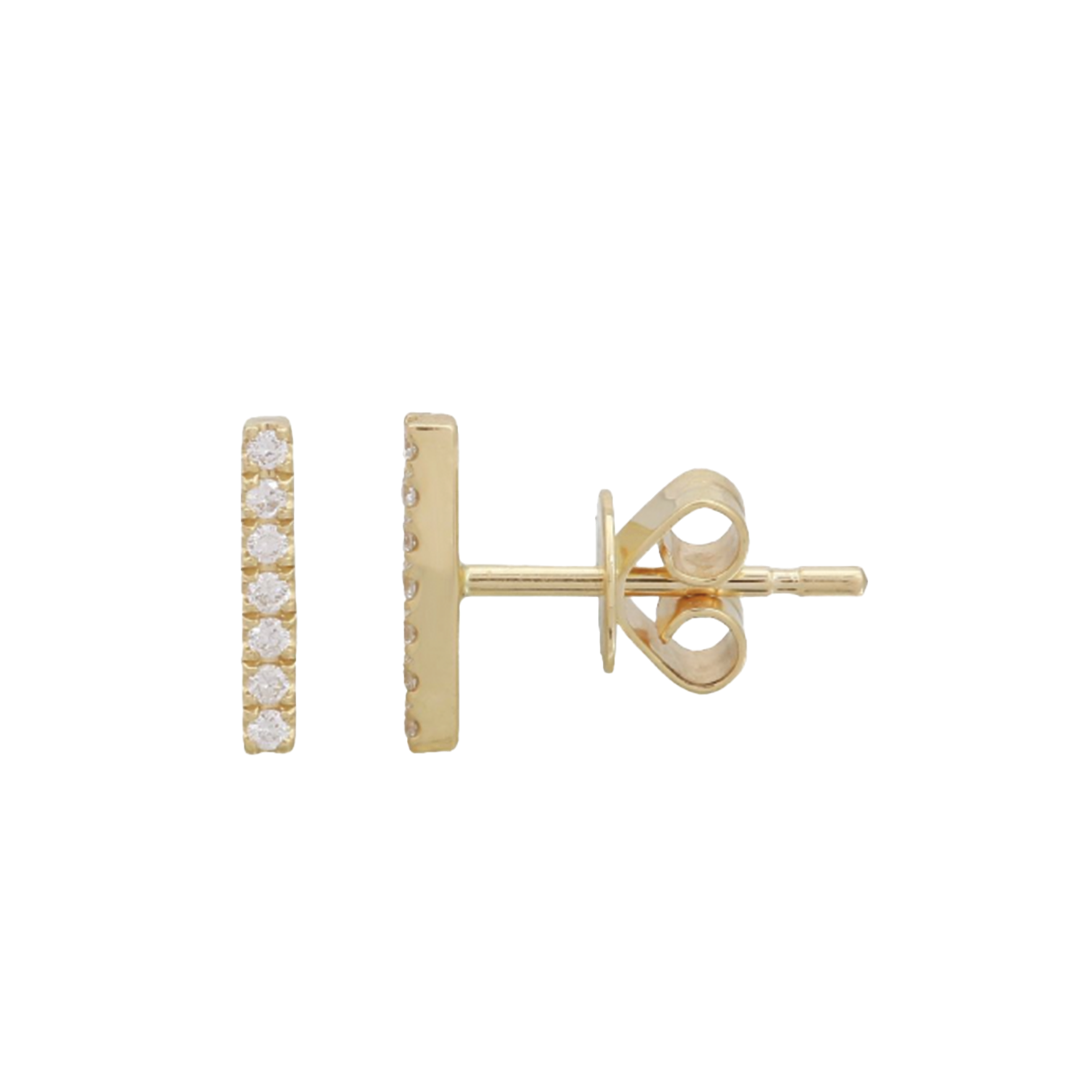 Diamond Bar Stud Earrings in 14K Yellow Gold