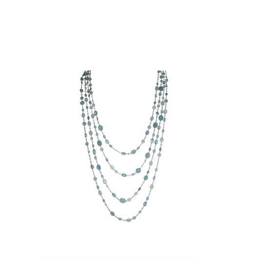 Platinum Necklace with Aquamarine and Diamonds