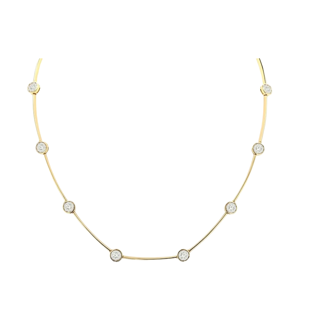 10-Station Diamond Bezel Choker Necklace