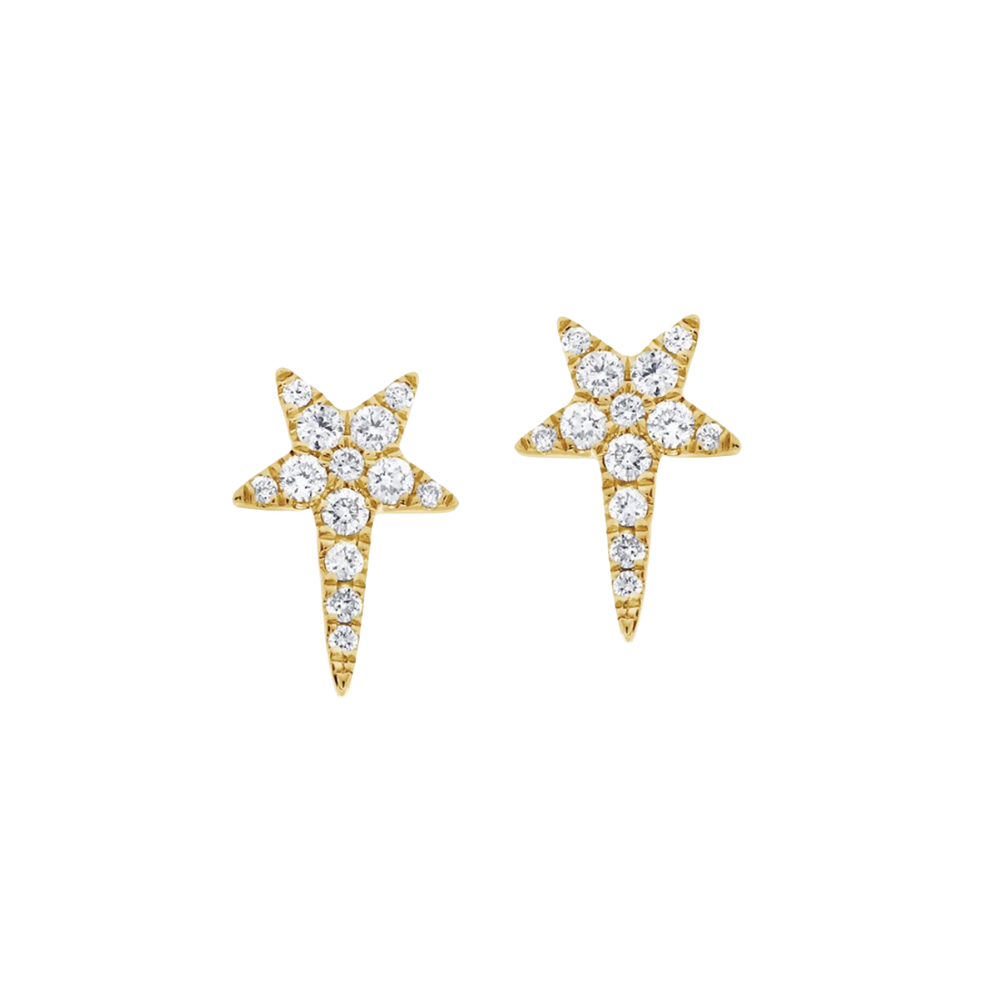 Diamond Star Earrings with Long Point