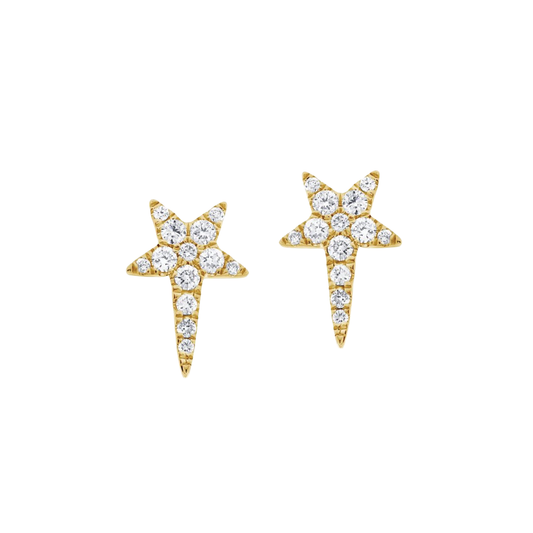 Diamond Star Earrings with Long Point