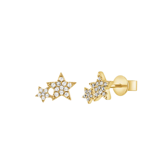 Double Star Diamond Stud Earrings