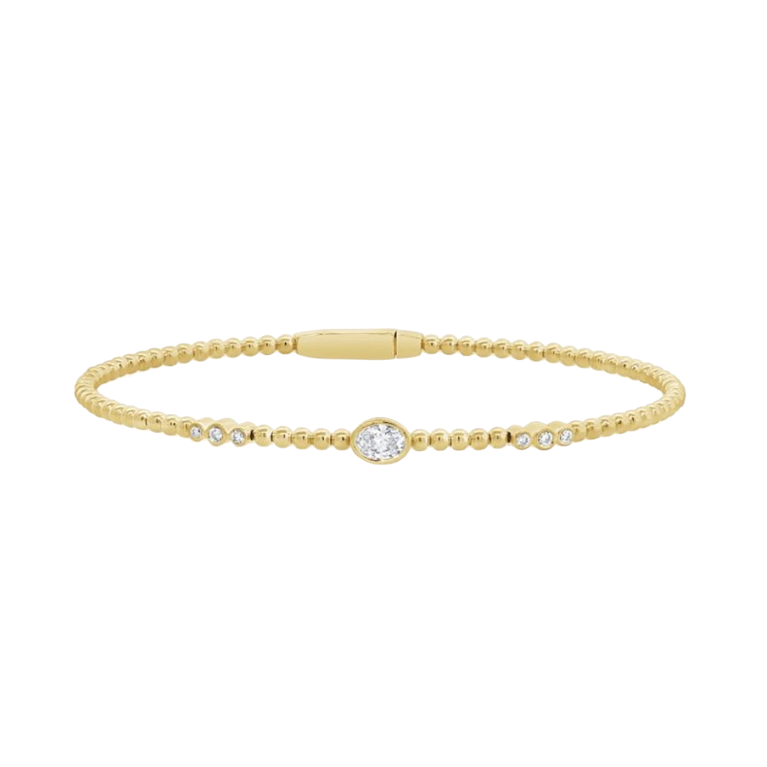 Gold Bead and Diamond Flex Bracelet