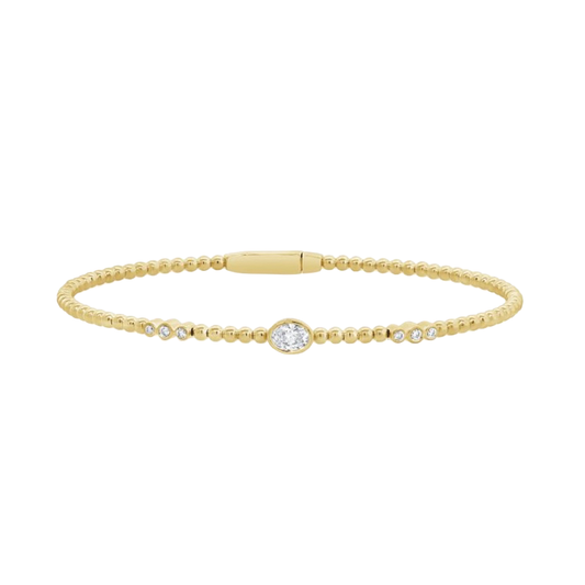 Gold Bead and Diamond Flex Bracelet