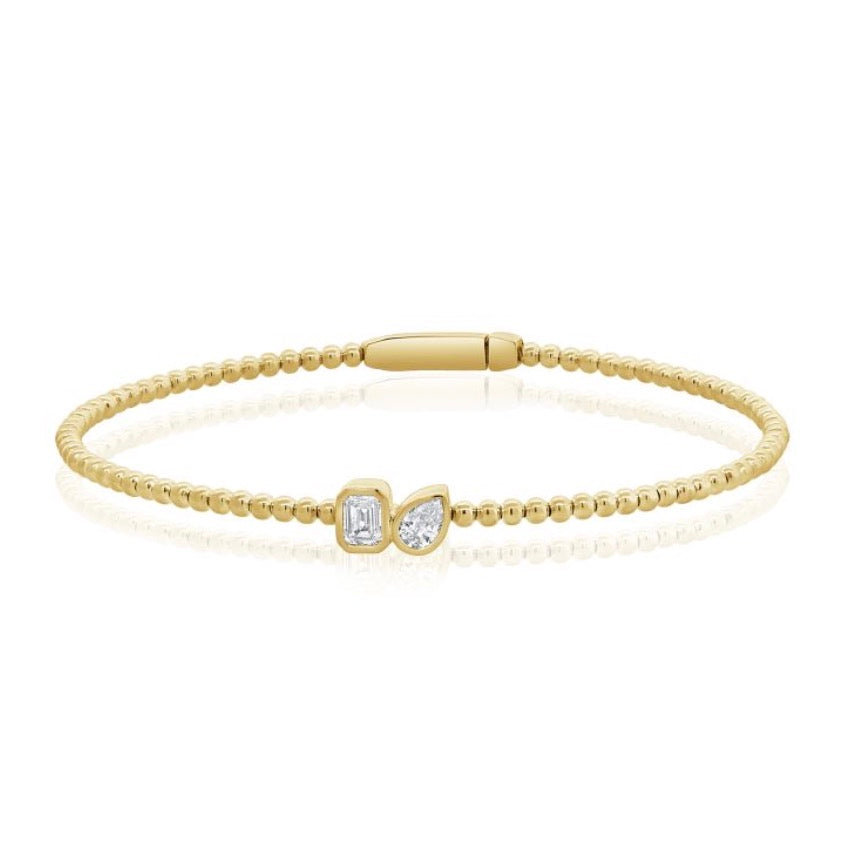 Flexible Gold Bead and Diamond Bracelet