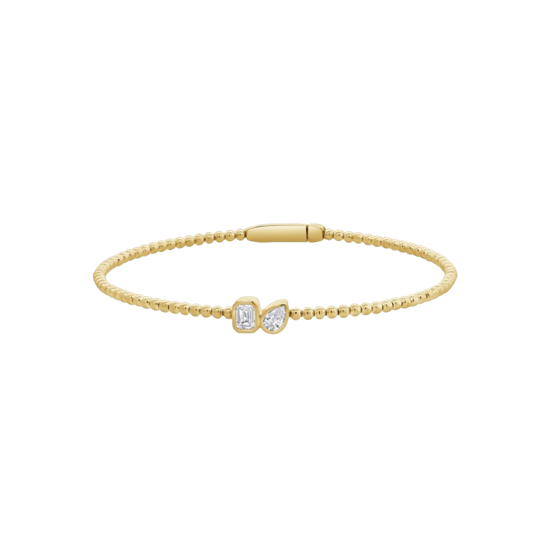 Flexible Gold Bead and Diamond Bracelet