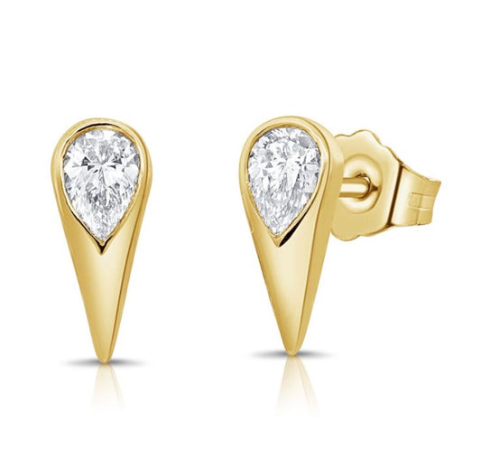 2 Stone Bezel Set Marquise Diamond Earrings