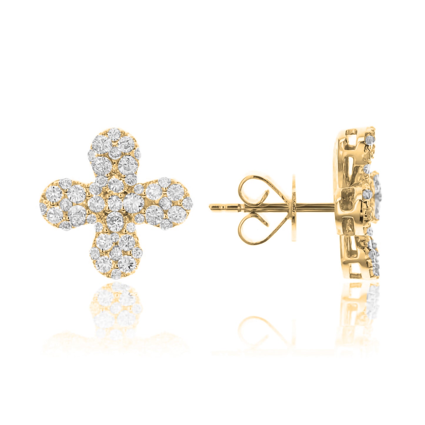Flower Diamond Studs with Round Diamonds