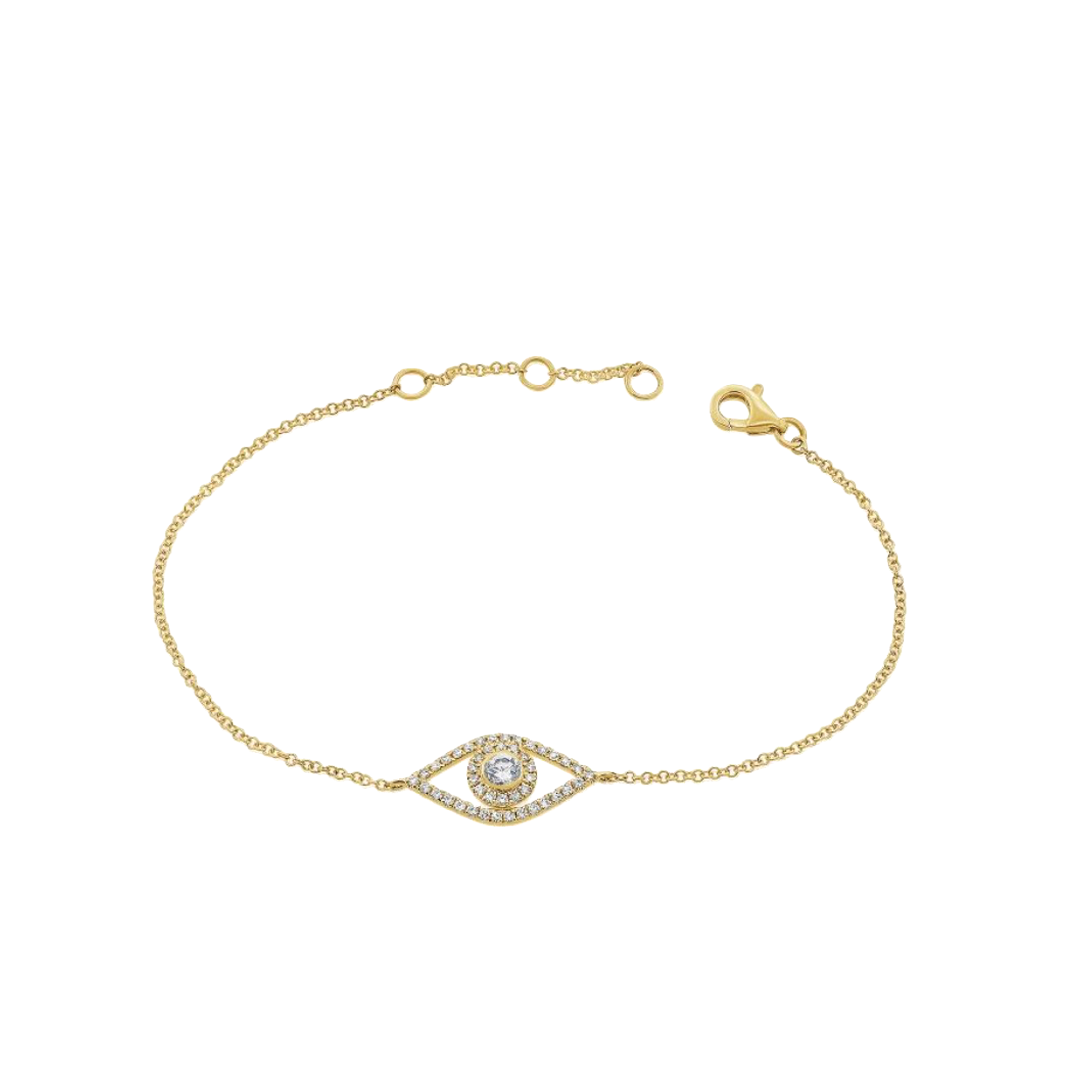 Diamond Evil Eye Bracelet in Yellow Gold
