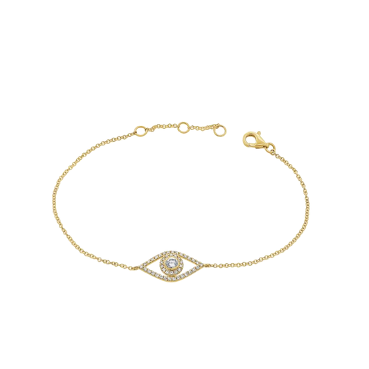 Diamond Evil Eye Bracelet in Yellow Gold