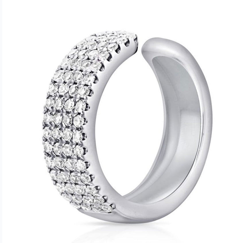4-Row Diamond Ear Cuff in White Gold