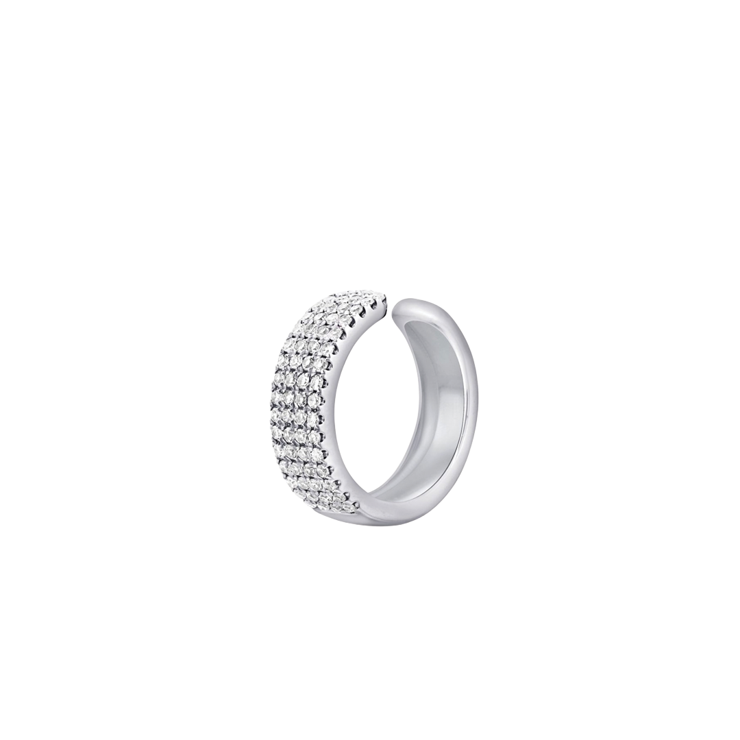 4-Row Diamond Ear Cuff in White Gold