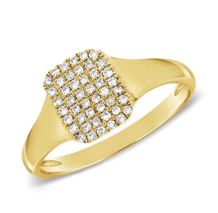 Rectangle Diamond Signet Pinky Ring