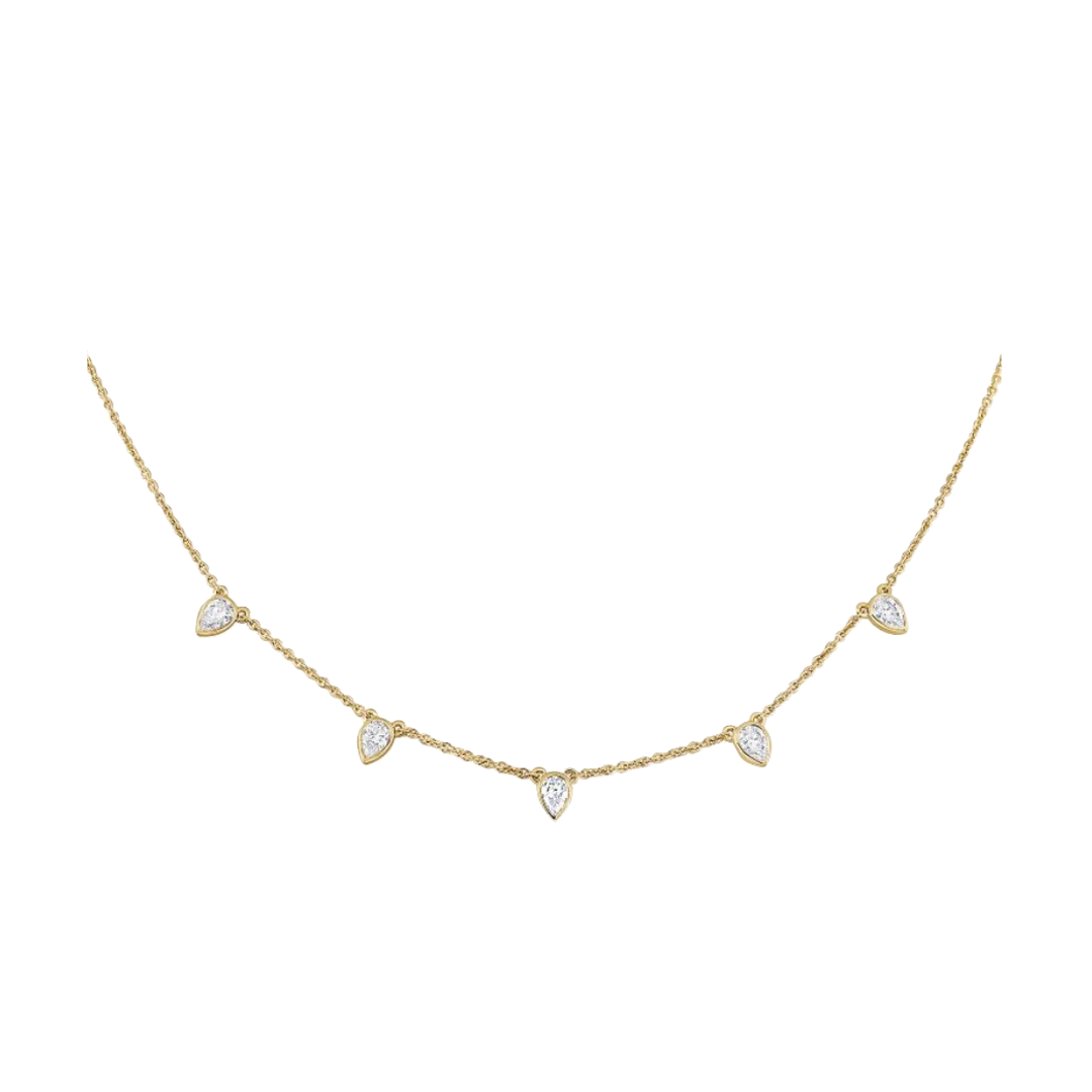 Pear Shaped Diamond Station Necklace