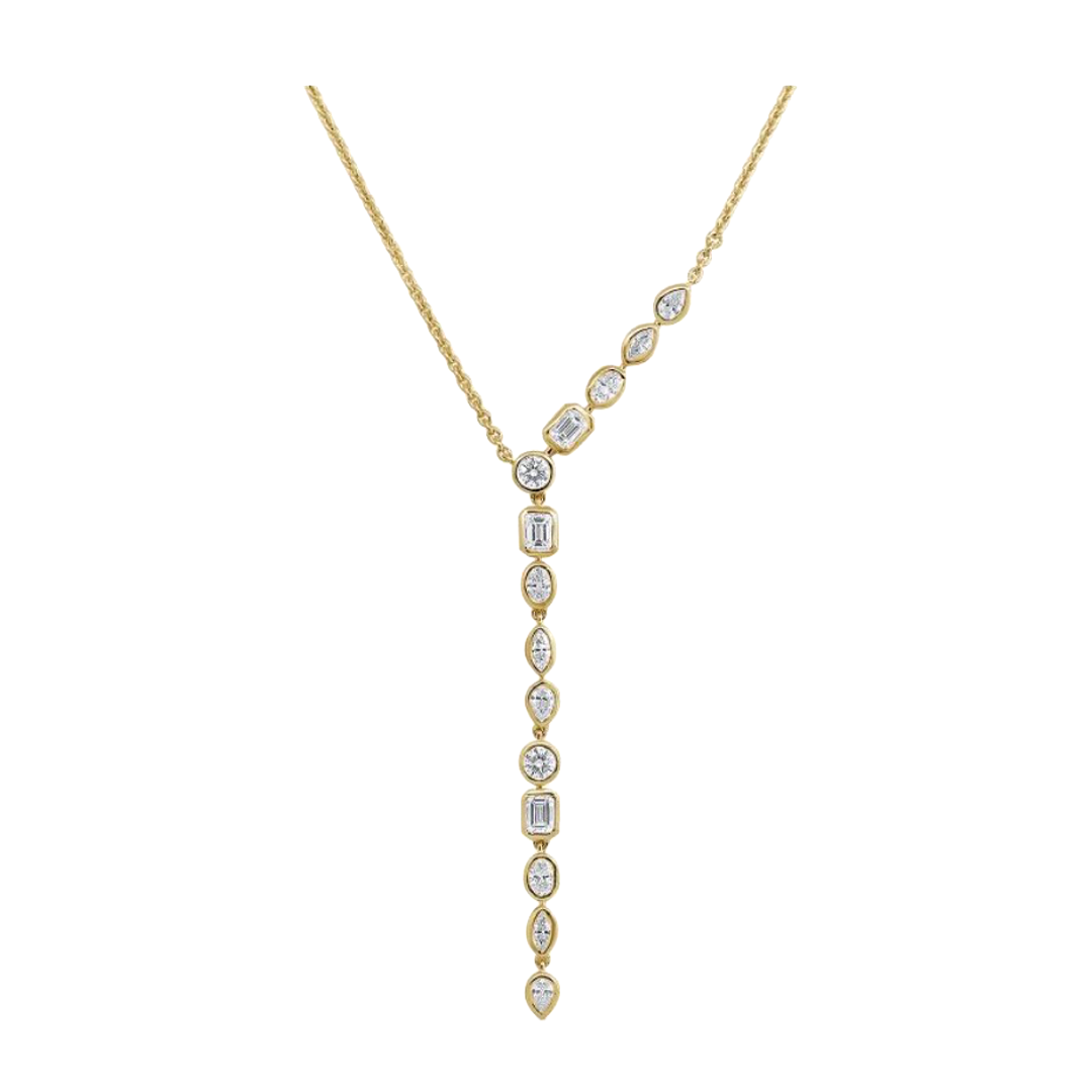 Mixed Shaped Diamond Lariat Necklace
