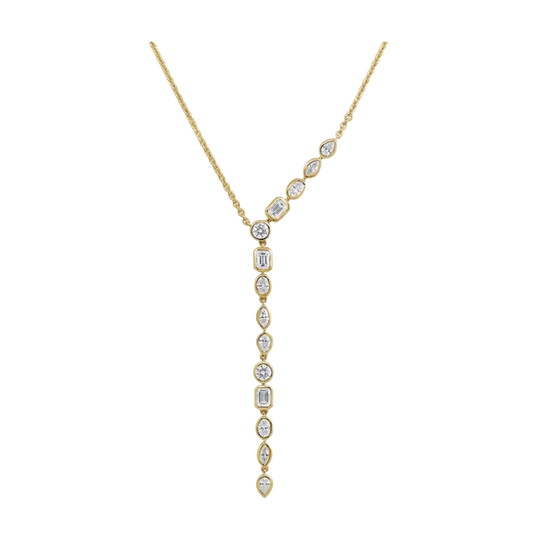Mixed Shaped Diamond Lariat Necklace