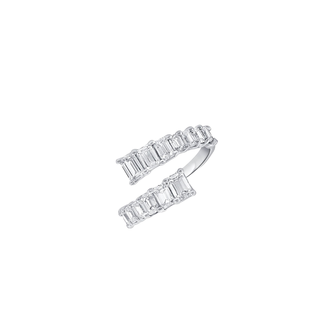 Graduating Emerald Cut Diamond Wrap Ring