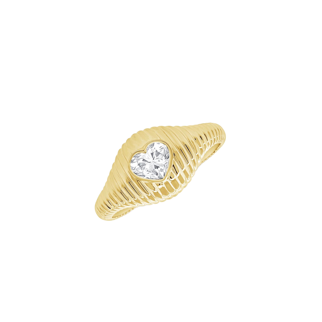 Heart Shaped Diamond Signet Pinky Ring