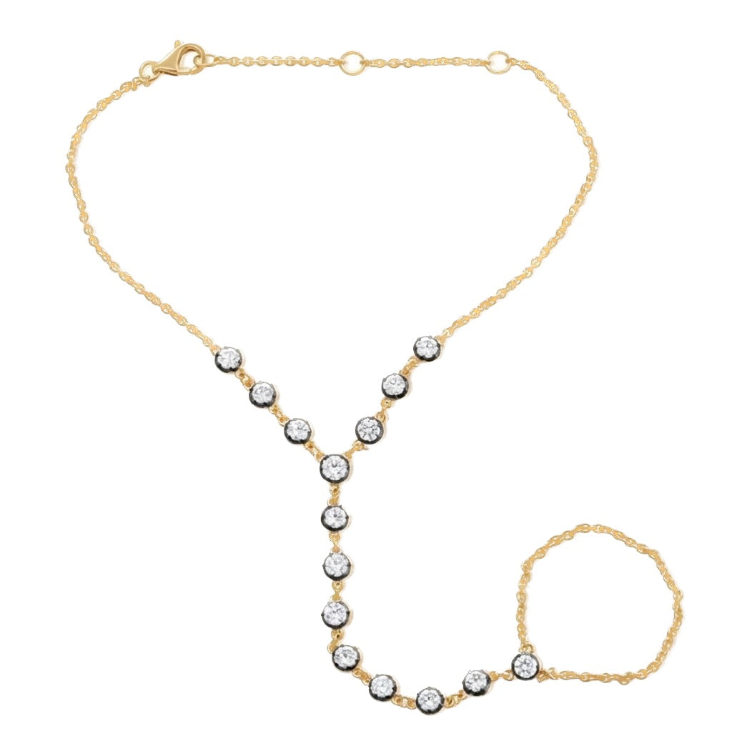 Cable Chain and Diamond Station Hand Bracelet