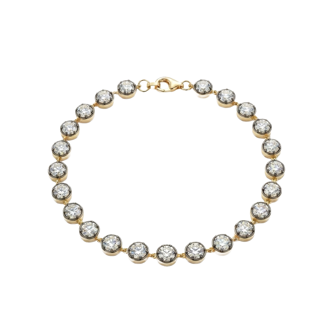 Diamond Link Bracelet in Yellow Gold