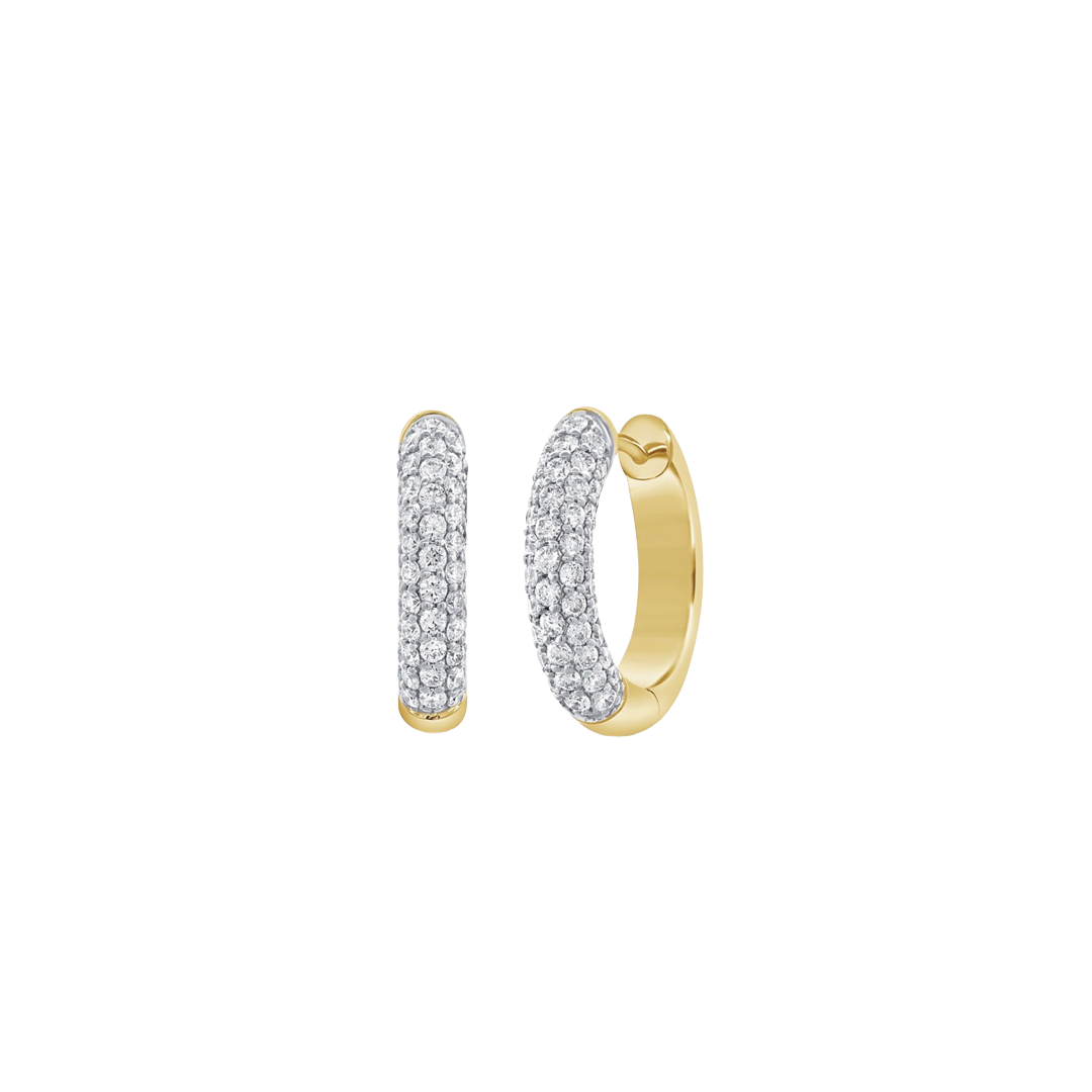 5-Row Diamond Huggie Hoop Earrings in Yellow Gold