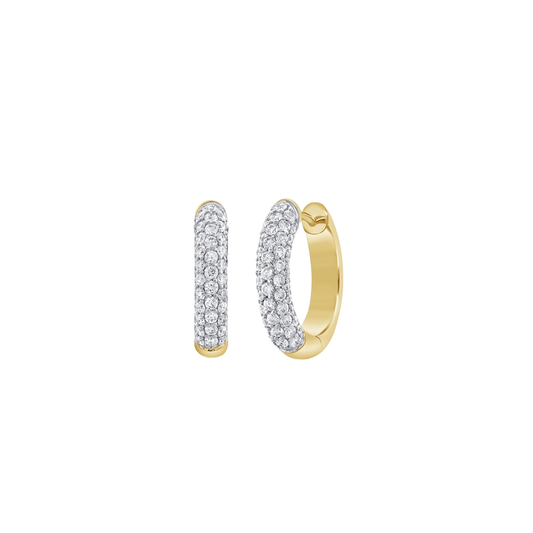 5-Row Diamond Huggie Hoop Earrings in Yellow Gold
